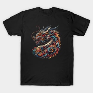Blue Dragon, Swirling Patterns T-Shirt
